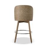 Tomlin Bentwood Upholstered Swivel Counter Stool Set of 2 Off White Boucle B2719P328583