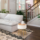 Ottoman Footstool Round Velvet Storage Stool Soft Vanity Chair with Memory Foam Seat, Small Side 01252640