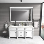 ZUN LED Bathroom Mirror 55"x 30 " with Front and Backlight, Large Dimmable Wall Mirrors with Anti-Fog, W928P177882