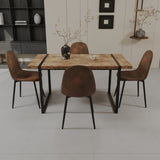 59" MDF light wood table and modern chair set of 4 pieces, medieval wooden kitchen 41222615