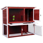 ZUN Wood Rabbit Hutch, Pet Playpen with 2 Stories, Ramp, Doors, Pull-out Tray, Water Bottle, Outdoor W2181P153136