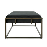 Upholstered Velvet Ottoman Bench with Brass Finish, Black N757P256384B