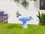17'' Ceramic Bird Bath for Outside, Elegant Tall Outdoor Bird Bath, Lightweight Pedestal Glazed W3273P322557
