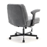 Chair with Wheels and Flip Arms-Comfy Fabric Cross Legged Office Chair with Thick Cushion&Wide Seat, 67061151