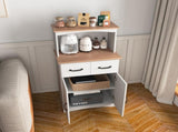 Wooden Kitchen Cabinet White Pantry Storage Microwave Cabinet with Storage Drawer W40953988