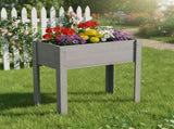 Grey Bed with Legs, Elevated Wooden Planter Box for Outdoor Plants Flowers Fruits Vegetable Herb 53470773