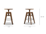 Spencer Minimalist Oak Wood Adjustable Bar Counter Stool, Walnut Brown Oak Wood B2719P252308