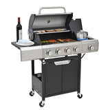 Propane Grill 4 Burner Barbecue Grill Stainless Steel Gas Grill with Side Burner for Outdoor BBQ, 92867109