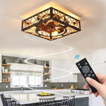 ZUN Farmhouse Rustic Ceiling Fan and Remote Control,Square Caged Industrial Ceiling Fixture with 6 W1340103798