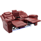 ZUN Home Theater Seating Manual Recliner Loveseat with Hide-Away Storage, Cup Holders and LED Light WF310726AAJ