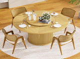 55-inch round dining table for six, featuring a double-tiered storage rack and a rotating tabletop W1162P357242