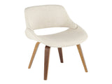 Mid-Century Modern Dining/Accent Chair in Walnut and Cream Noise Fabric - Set of 2 B202P223853