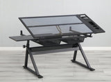 black adjustable tempered glass drafting printing table with chair 43921214