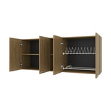 Luray Wall Cabinet kitchen in Melamine wit 4 Doors and Open Storage, Natural Oak B128P287518