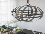 4 - Light Galvanized Chandelier, Hanging Light Fixture with Adjustable Chain for Kitchen Dining Room W2078138929