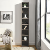 8-Tier Media Tower Rack, CD DVD Slim Storage Cabinet with Adjustable Shelves, Tall Narrow Bookcase W1781P182841