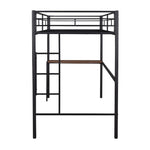 ZUN Twin Metal Loft Bed with Desk, Ladder and Guardrails, Loft Bed for Bedroom, Black 87361096