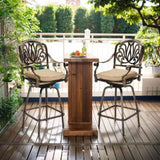 Outdoor Swivel Bar Stools Set of 2, Cast Aluminum Patio Bar Height, All-Weather Bar Dining 52885798