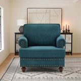 Modern Sofa for Living Room,38"Green Chenille Sofa Couch, Sectional Love Seat Sofa Couch with Brown W1708135965