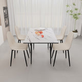 47"-63" extendable MDF modern dining and chair set, suitable for 2-6 people, white dining 09196366