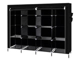 67" Clothes Closet Portable Wardrobe Clothes Storage Rack 12 Shelves 4 Side Pockets Black 90329775