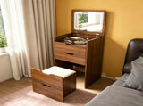3-in-1 Vanity Desk with Lighted Mirror & Stool, Flip Top Makeup Dressing Table, Compact Storage for W2699P478802