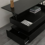 High Quality Three-Tier Foldable Coffee Table with Drawers for Living Room Home Furniture Black W650P263503