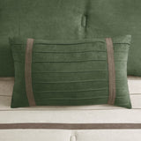 7 PC Pieced Faux Suede Comforter Set Green Cal King B03597221