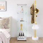 ZUN Glass Display Cabinet 4 Shelves with Door, Floor Standing Curio Bookshelf for Living Room Bedroom W1806104446