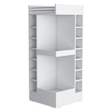 FM FURNITURE Lamer Corner Bar Cabinet with Wine Rack and Open Shelf, White B128P269882