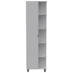 ZUN Urano Corner Linen Cabinet, Five External Shelves, Single Door, Four Interior Shelves -White B20091991