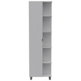 Urano Corner Linen Cabinet, Five External Shelves, Single Door, Four Interior Shelves -White B20091991