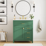 30-Inch Green Bathroom Vanity with Ceramic Sink and Ample Storage - Ideal Choice for Small Bathrooms WF324690AAF