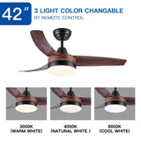 ZUN 42 In Intergrated LED Ceiling Fan Lighting with Brown Wood Grain ABS Blade W136755960