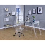 ZUN Clear and Chrome Acrylic Office Chair with Casters B062P153792