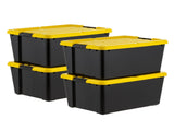 45 Qt Black Plastic Stackable Storage Bin with Lid Tote, Plastic Storage Container with Lid, 4-Pack 66802265