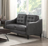 Gray Polished Microfiber Upholstered 1pc Loveseat Button Tufted Contoured Arms Solid Wood Frame B011P206271