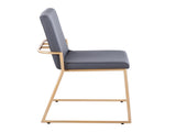 Contemporary Dining Chair in Gold Steel and Grey Faux Leather - Set of 2 B202P223499