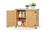Potting Bench with Storage Cabinet and Metal Table Top for Outdoor Patio,Outdoor Work Station Table 77160932