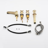 Two Handle Widespread High-arc Bathroom Faucet with Drain Assembly, Brushed Gold W122458935