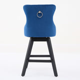 Swivel Velvet Barstools with Button Tufted Decoration and Wooden Legs, and Chrome Nailhead Trim, W1143P241331