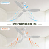52 Inch Wood Blade Low Profile Ceiling Fan with 6 Speed Remote Control for Patio Living Room W934P147088