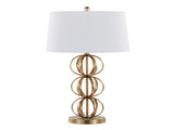 Linx 29" Contemporary Metal Table Lamp in Gold Metal and White Linen Shade from Grandview Gallery B202P224047