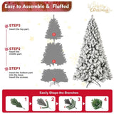 Artificial 5ft Flock LED-lit Christmas Tree with 551PVC Mixed Branch Tips,Hinged Premium & Foldable 14029972
