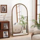 Iron Arch Retro Full Length Mirror With Supporting Feet, For Living Room, Bedroom W757P268973