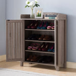 ZUN Organizing Two-Door Shoe Cabinet with Four Storage Shelves, fits 12 Pairs of Shoes in Dark Taupe B107130816