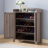 ZUN Organizing Two-Door Shoe Cabinet with Four Storage Shelves, fits 12 Pairs of Shoes in Dark Taupe B107130816