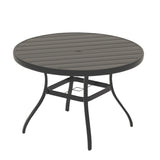 VRSHWO"Outdoor Round Patio Dining Table 4-6, All Weather Metal Dining Table with Umbrella Hole W213P332251