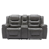 2 Seater Home Theater Recliner Manual Recliner Chair with a Storage Box and Two Cup Holders for WF323619AAE