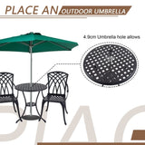 ZUN 3 Piece Bistro Table Set Cast Aluminum Outdoor Patio Furniture with Umbrella Hole Patio Balcony, W2505P151717